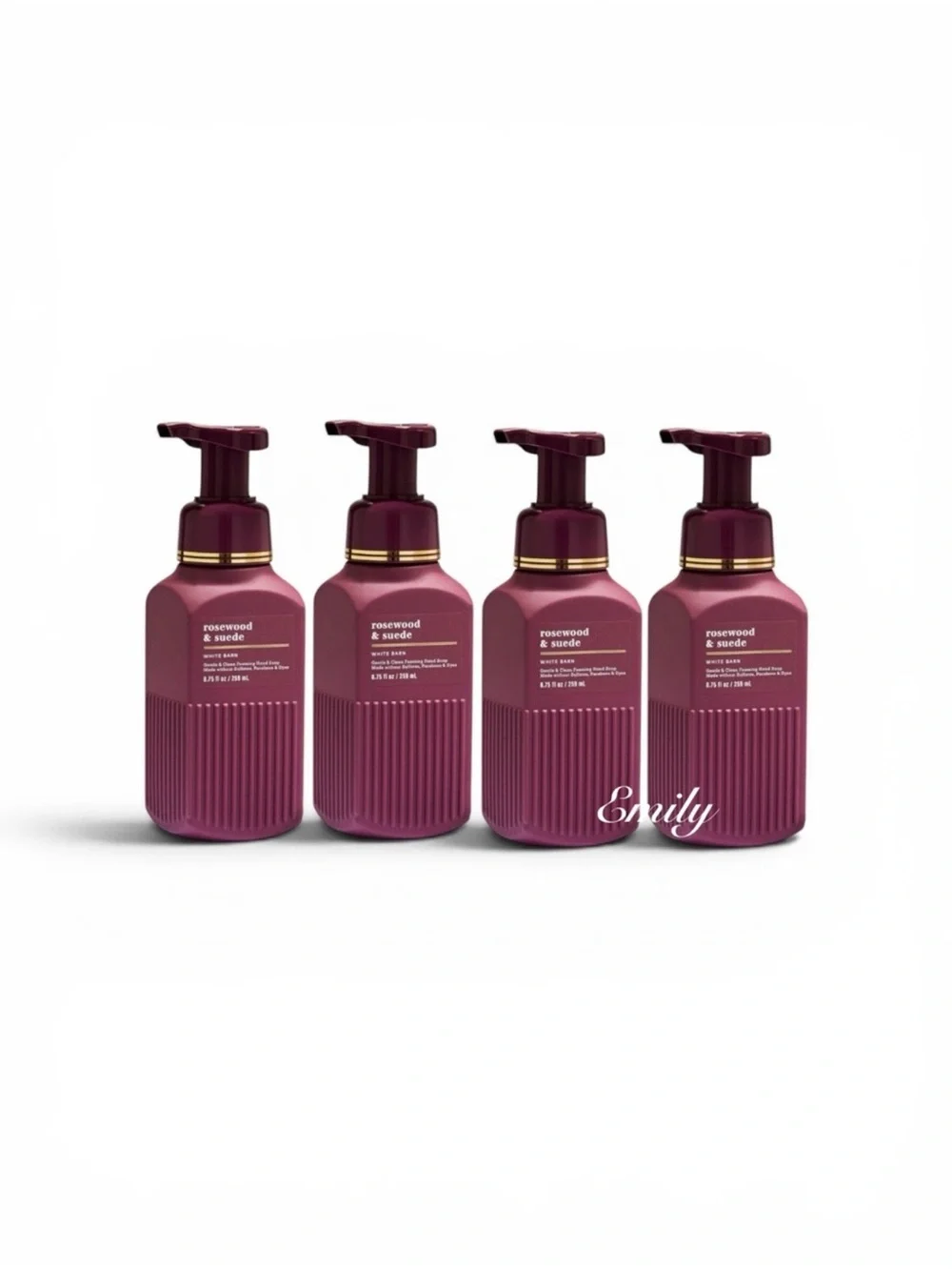 4X Bath & Body Works Rosewood & Suede LUXE Foaming Hand Soap 8.75 oz Set Bundle